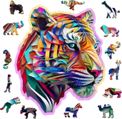 Houten puzzel kleurrijke tijger 150 stukjes WOODEN CITY