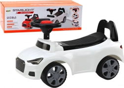 Loopauto met rugleuning en claxon – wit