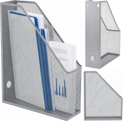 Metalen staande documentenorganizer A4, zilverkleurig