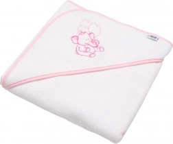 Baby badstof handdoek met capuchon NEW BABY 80 × 80 cm – wit, olifantje