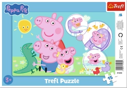 Puzzel Peppa Pig 15 stukjes op ondergrond