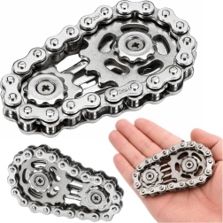 Antistress fidget spinner ketting van roestvrij staal, zilverkleurig