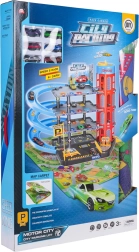 Meerverdiepingsparkeergarage met lift en speelmat + 6 autootjes