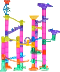 Knikkerbaan bouwset 105 delen met lichtgevende knikkers