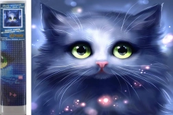 Diamantschilderen grijs kitten 30 × 40 cm