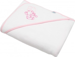 Kinderfrotté handdoek met capuchon NEW BABY 100 × 100 cm – wit, olifantje