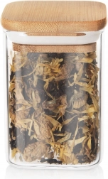 Glazen voorraadpot voor droge levensmiddelen 200 ml met bamboe deksel en afdichting