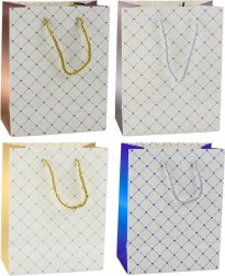 Papieren cadeautas met glanzende hartjes 23 x 18 x 10,5 cm