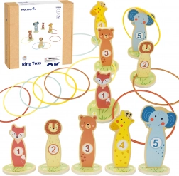 Houten werpspel met ringen TOOKY TOY – dieren, 15 delen