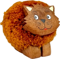 Houten figuur met pompon Kat voor kinderen