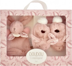Doudou cadeau set - Pluchen konijntje en slofjes