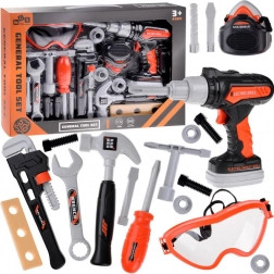 Grote set voor kleine klussers met boormachine, hamer en sleutel