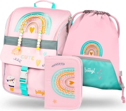 Baagl schoolset zippy regenboog roze – boekentas, etui en gymzak