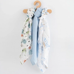 Katoenen luiers met print NEW BABY 70 × 80 cm, 3 stuks – voor jongens