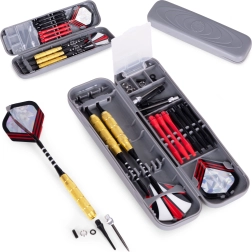 Set van 3 metalen darts voor sisalborden 17 g met messing barrels en etui