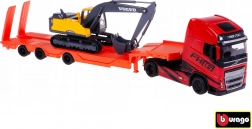 Bburago vrachtwagen Volvo FH16 Globetrotter met graafmachine Volvo EC220E 1:43
