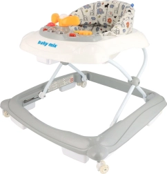 Babyloopwagen BABY MIX met siliconen wieltjes, grijs