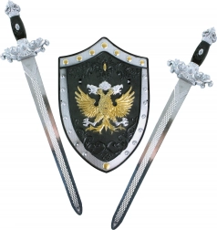 ridderset met schild en twee zwaarden voor kinderen