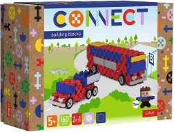 Bouwset Connect 2-in-1 bus en auto met aanhanger Trefl
