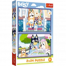 Puzzel 2x24 Vrolijke Bluey - BBC Bluey Trefl