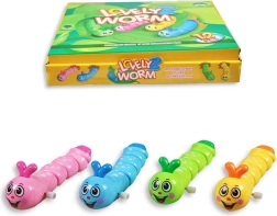 Kunststof opwindspeelgoedworm met sleutel - 1 stuk