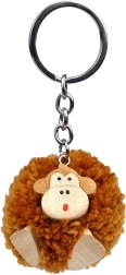 Houten sleutelhanger pompon aap
