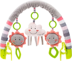 BABY MIX activiteitenboog voor kinderwagen wolkje met pluchen speeltjes