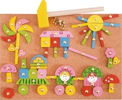 Kurkbord-hamerset voor meisjes – creatieve houten mozaïek met spijkertjes