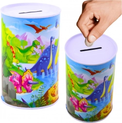 Metalen spaarpot met dinosaurussen 13 × 8 cm