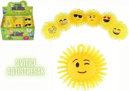 Anti-stress siliconen smiley knijpballetje 8 cm met licht