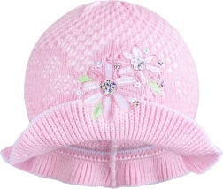 Gebreid hoedje New Baby roze-wit
