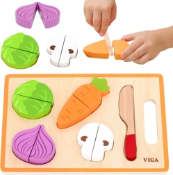 Viga houten Montessori groenteset om te snijden met plank en mesje
