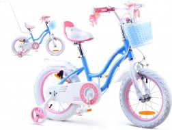Kinderfiets RoyalBaby Star Girl 14 inch met mandje en zijwieltjes – Blauw