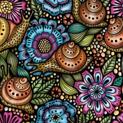 Vierkante puzzel Q Life: slakken op bloemen, 72 stukjes