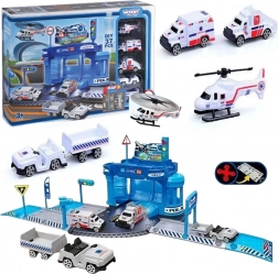 Woopie thematische set politiebureau op de luchthaven met auto’s en helikopter, 37 stuks