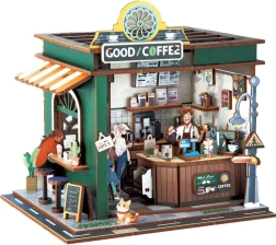 3D houten bouwpakket koffiebar met lichteffecten 14,5 × 16 × 15,8 cm