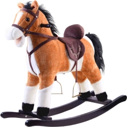 Grote beige schommelpaard met geluiden, beweegbare bek en staart