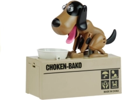 Interactieve honden spaarpot bruin met vlekjes