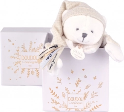 Doudou cadeauset – pluche knuffeldoekje beertje met muts, beige 25 cm