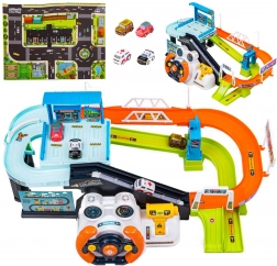 Woopie parkeergarage met interactief stuur en 4 autootjes