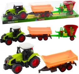 tractor met kipperaanhanger en voermengwagen – set voor kleine boeren