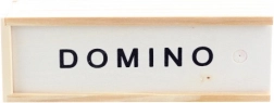 Houten domino in een doosje