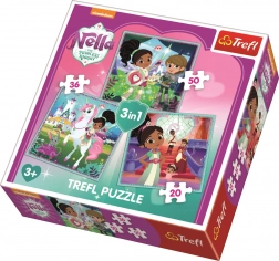 Trefl puzzel Nella, prinses van de ridders – set 3-in-1 (20, 36, 50 stukjes)