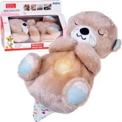 Ademend pluchen otter met licht en slaapliedjes voor baby’s