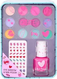 Kinder set met oogschaduws en nagellakken in een blik
