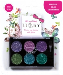 Lukky crèmige oogschaduwen met glitters en penseel, 6 kleuren