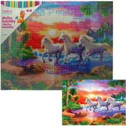 Diamond painting – paarden bij zonsondergang 40 × 50 cm