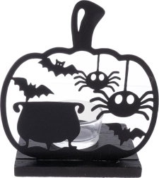 Halloween-kaarsenhouder van metaal (zwart)