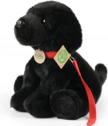 Rappa pluchen labrador zwart met hondenriem 28 cm eco‑friendly
