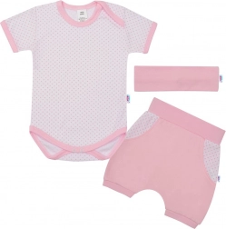 Zomerse katoenen 3-delige set NEW BABY Perfect Summer, lichtroze, maat 92
